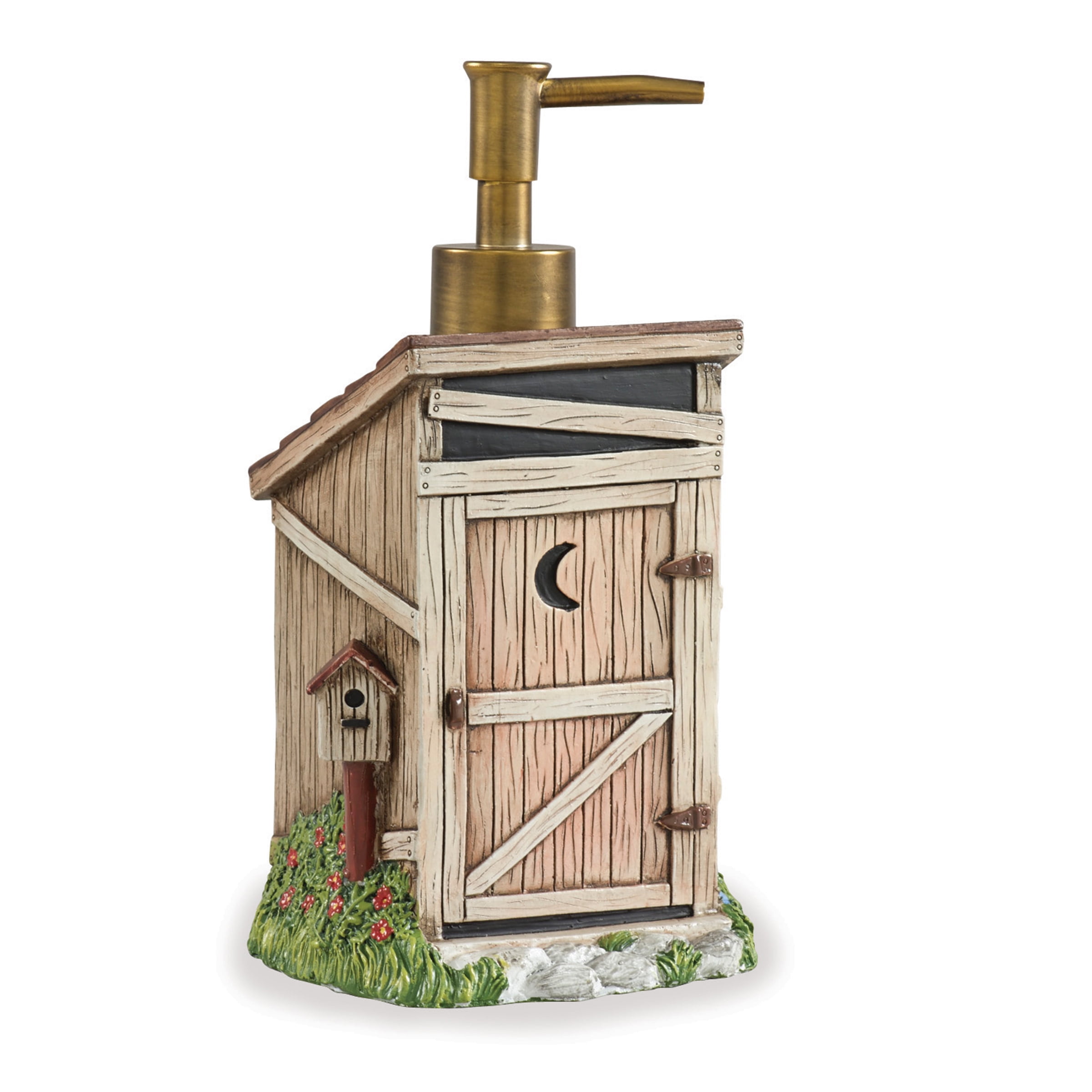Rustic Beige Resin Outhouse Soap and Lotion Dispenser