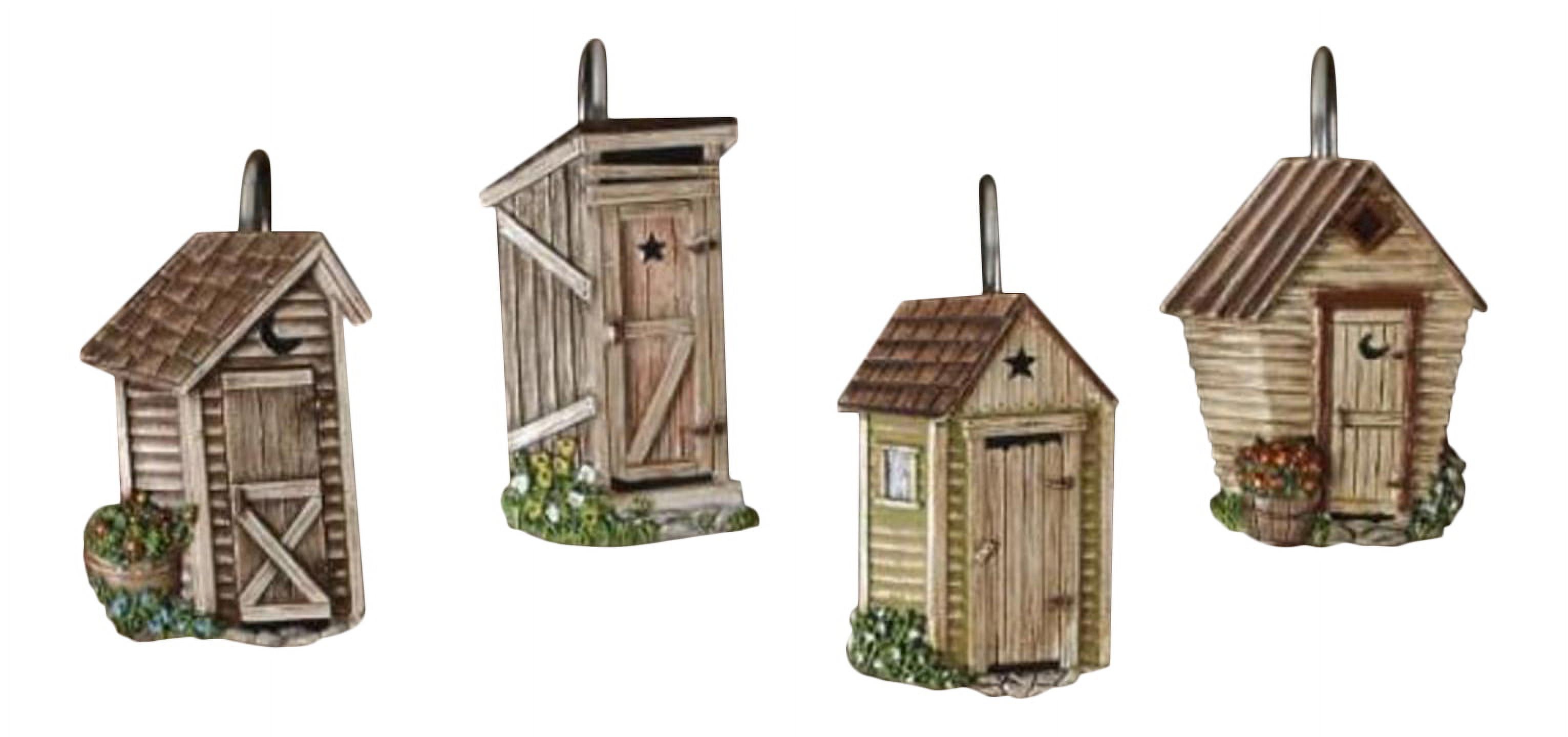 Park Designs Outhouse Shower Curtain, Hook Set