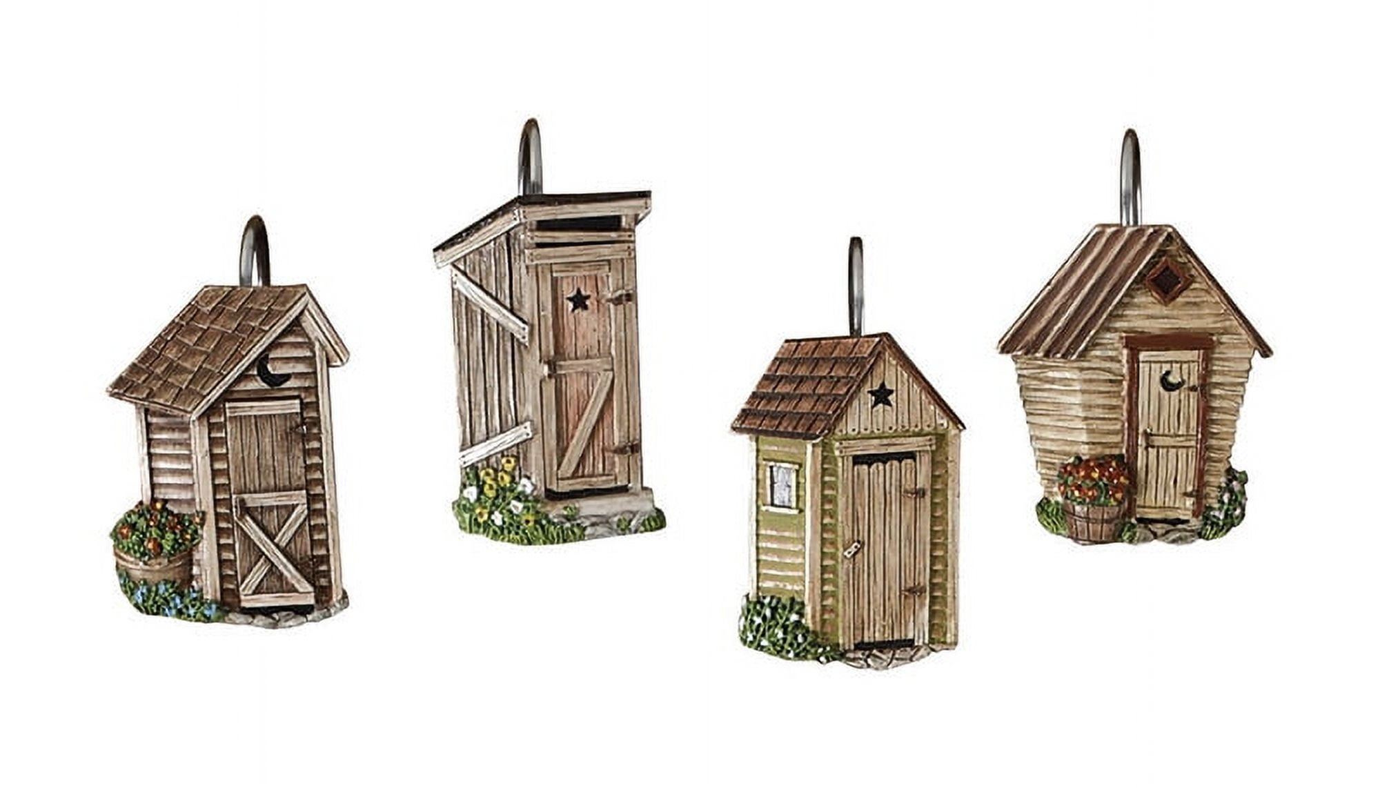 Rustic Outhouse Shower Curtain Hooks Set of 12