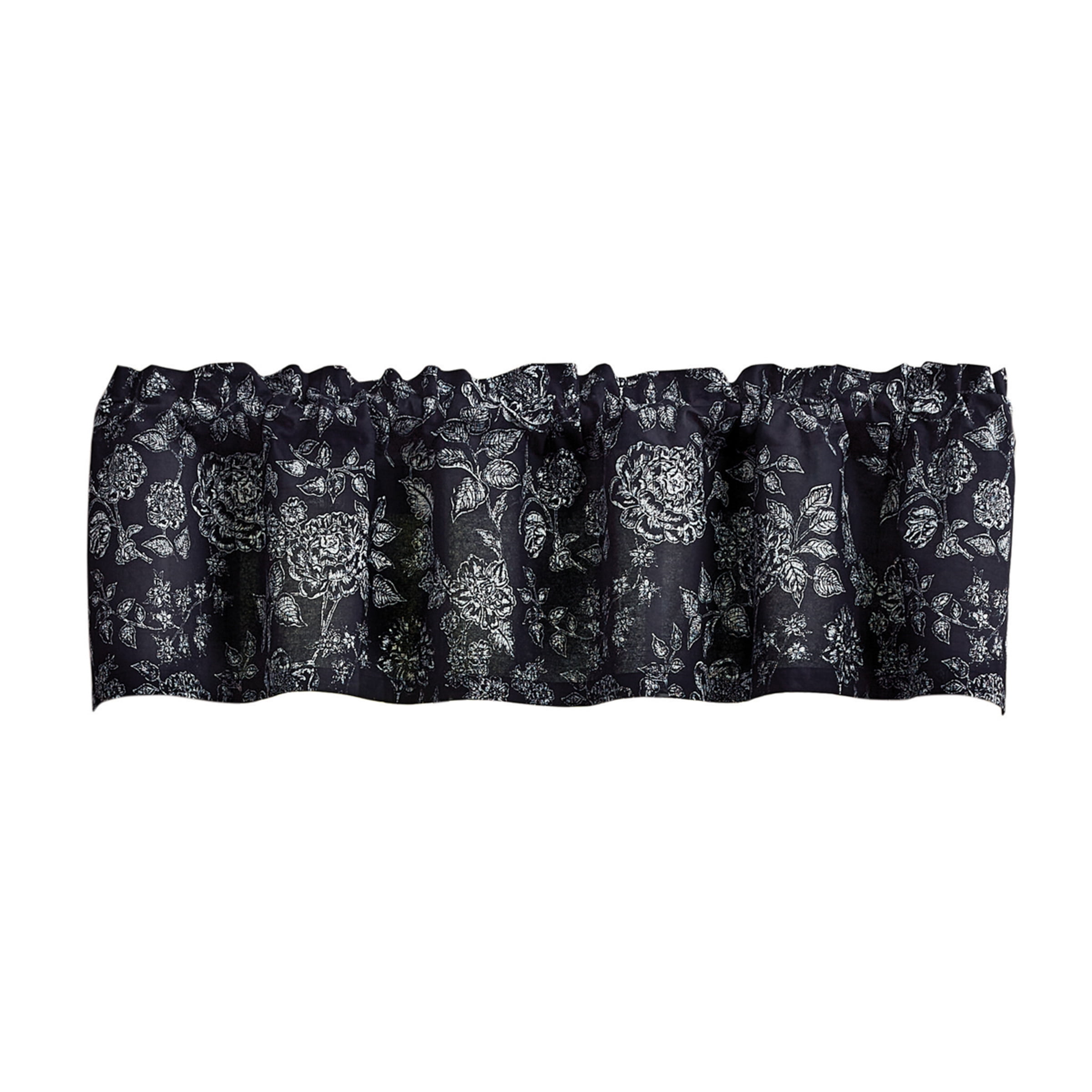 Black and White Floral Botanical Kitchen Valance 60" x 14"