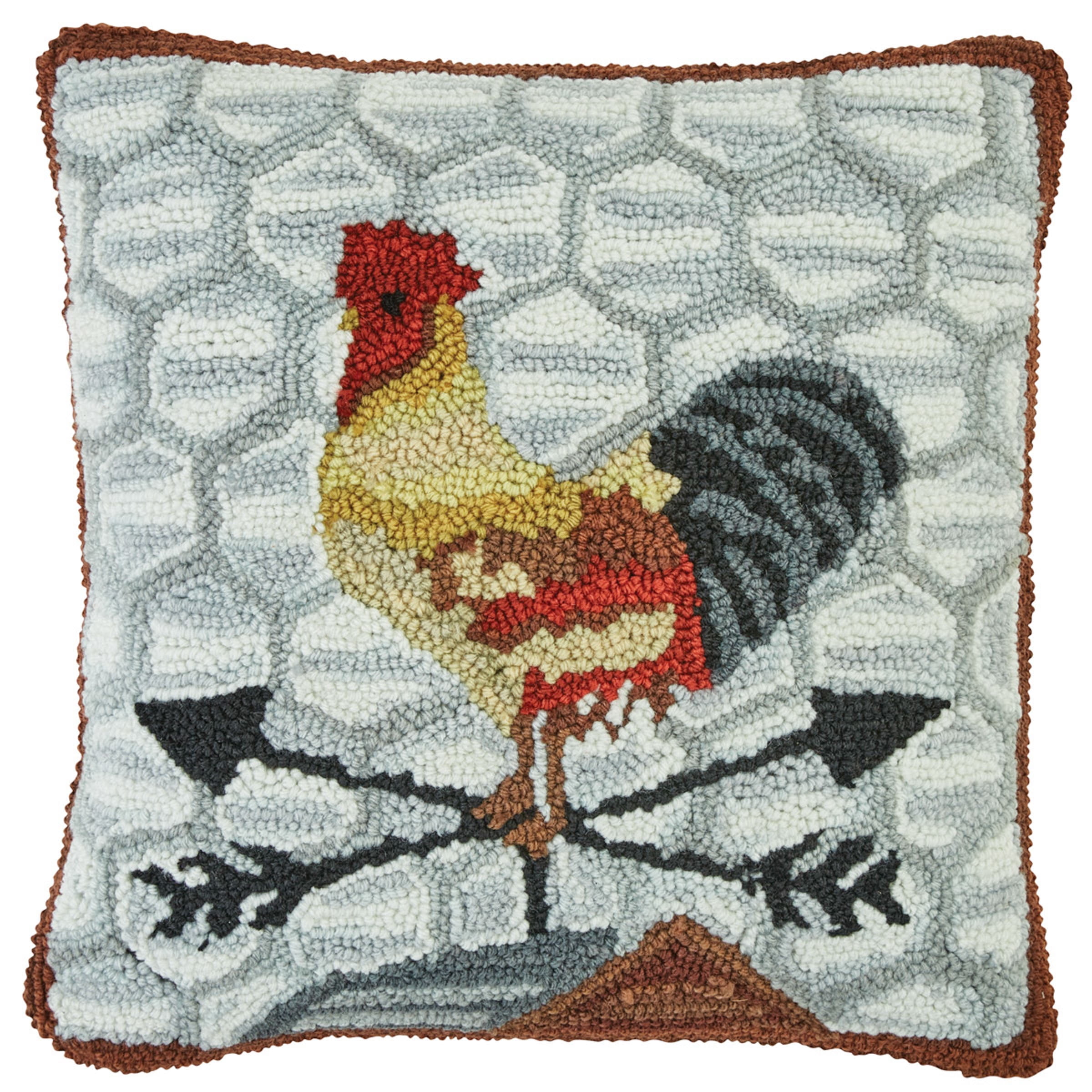 Park Designs Break Of Day Rooster Hooked Pillow Cover 18"