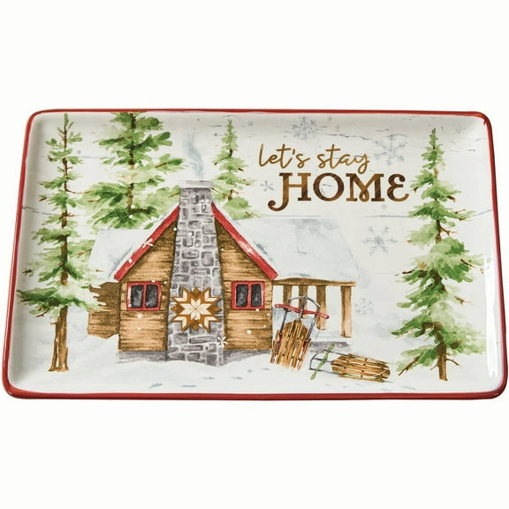 Park Designs Snowflake Lodge Red Holiday Platter