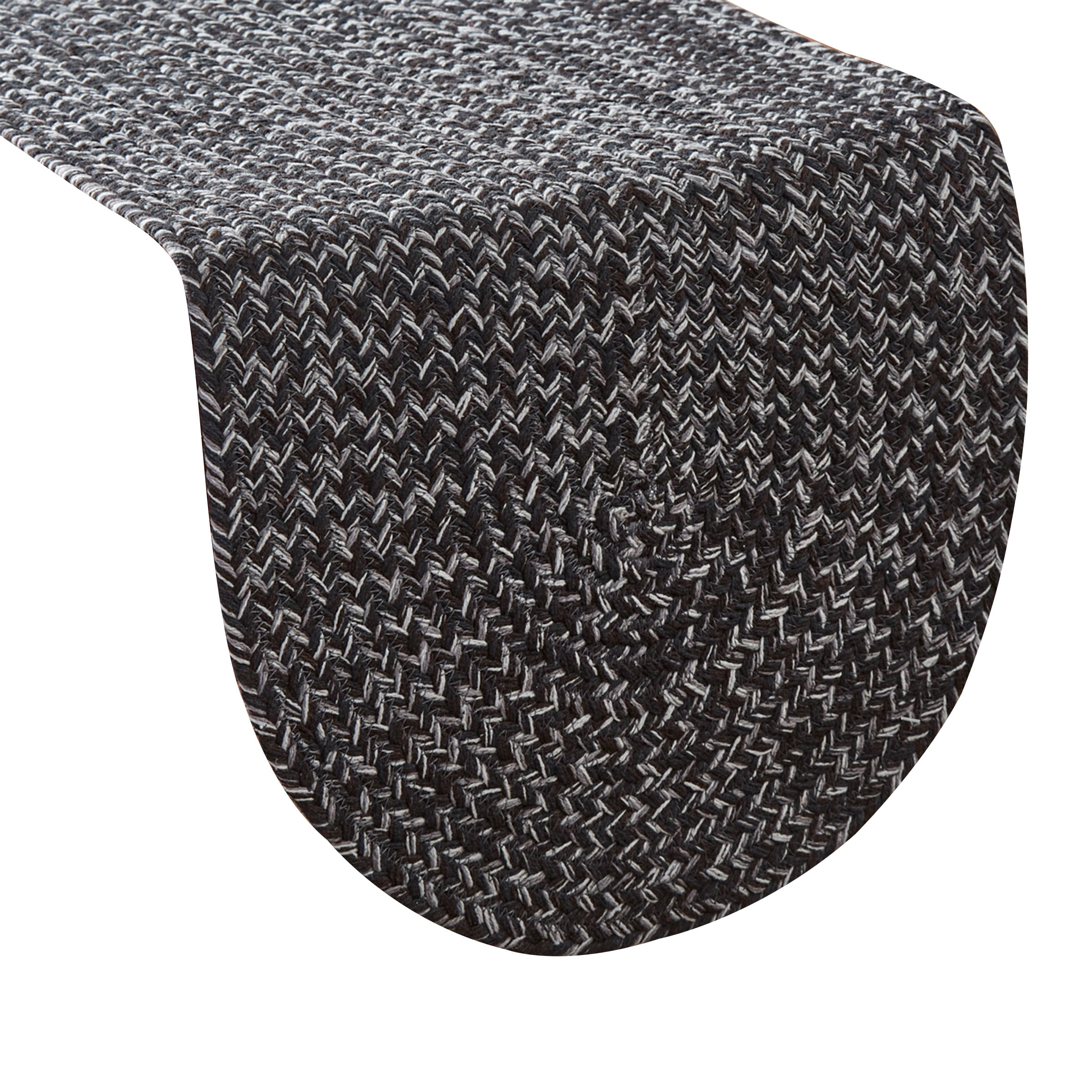 Pepper Black and Gray Braided Cotton Table Runner 15" x 36"