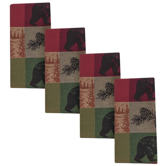 Park Designs Pinecones And Trees Jacquard Multicolored Napkin Set of 4