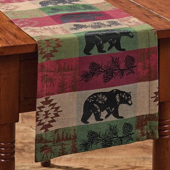 Park Designs Pinecones And Trees Jacquard Multicolored Table Runner 13" x 36"