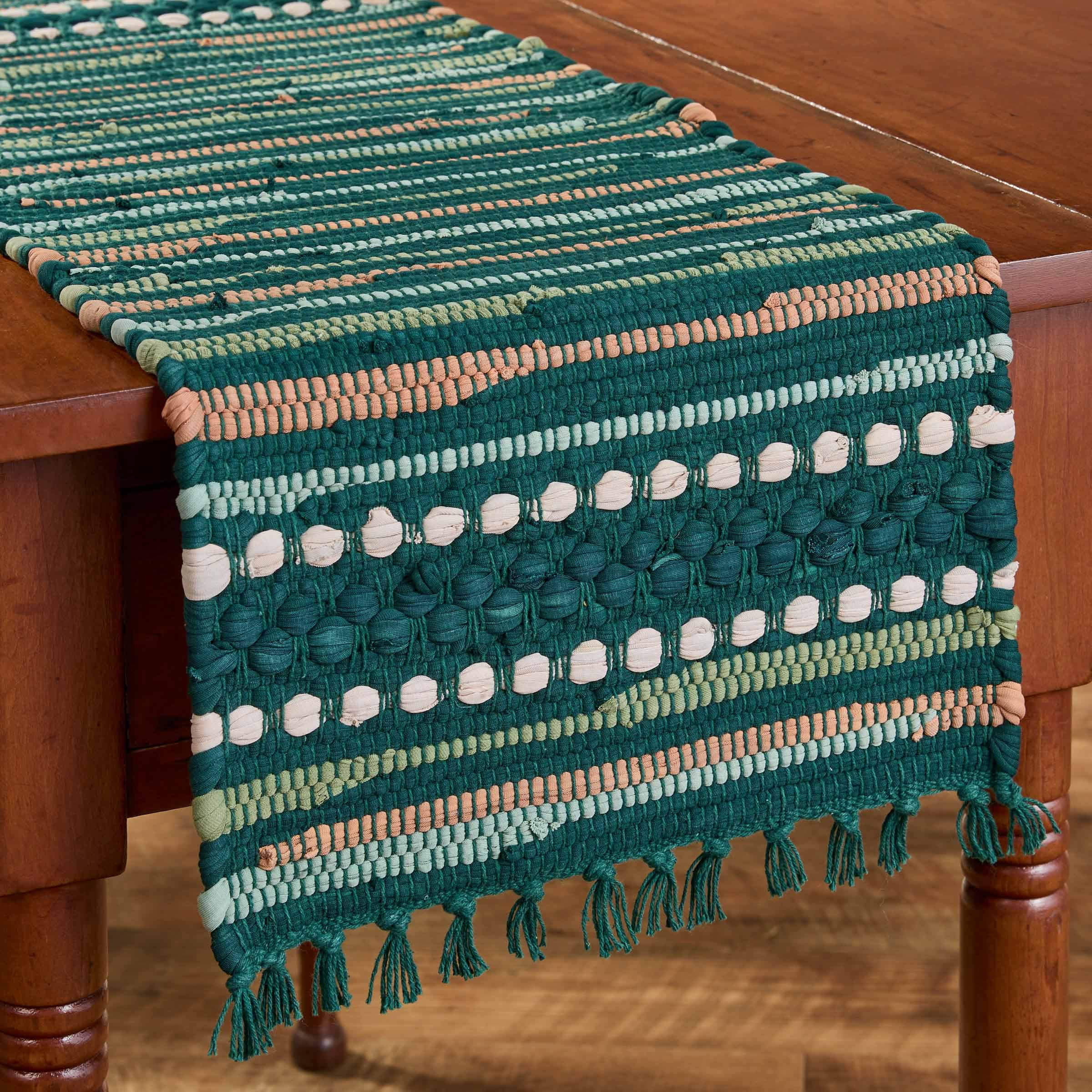 Park Designs Rainforest Chindi Green Table Runner 13" x 36"