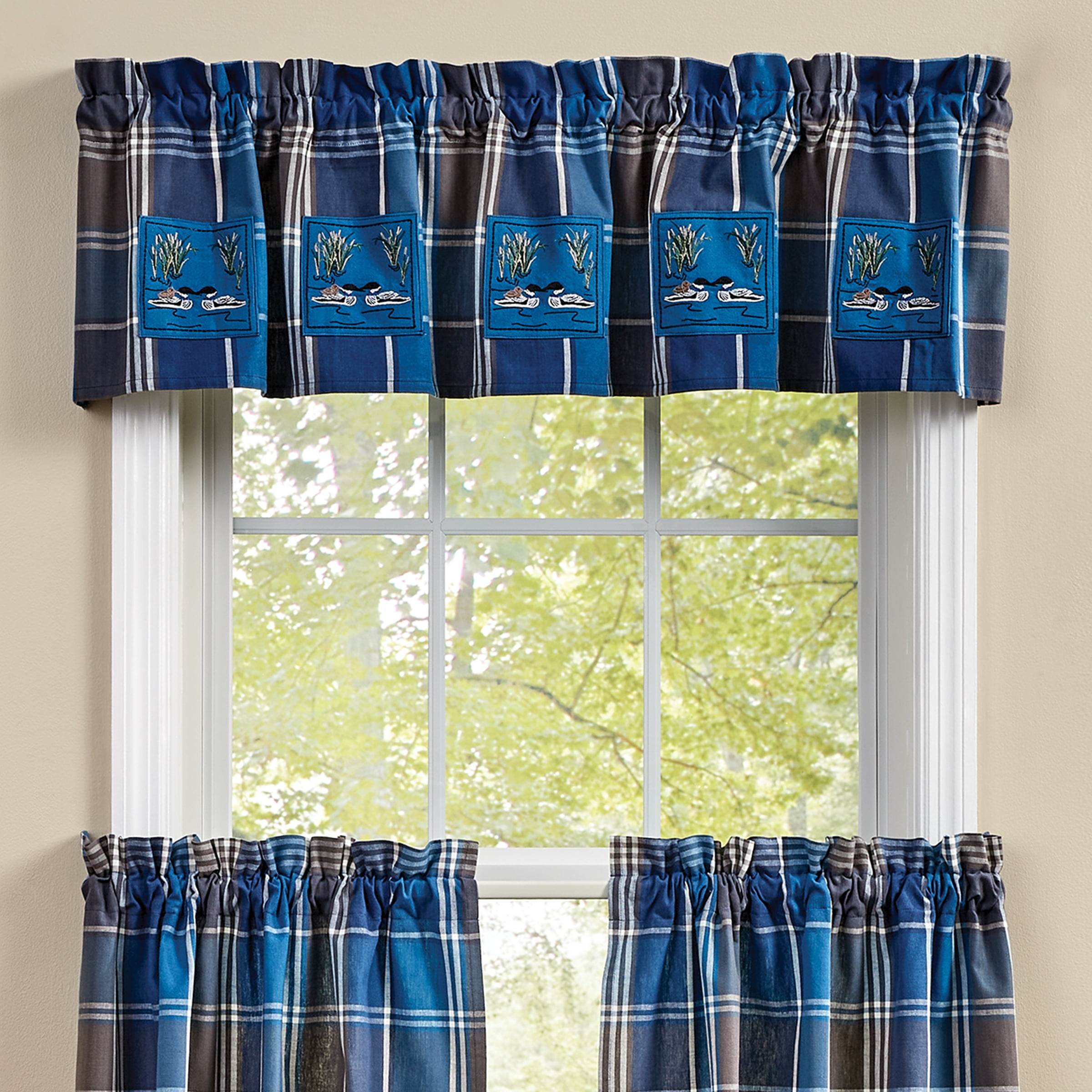 Park Designs Rainy Lake Lined Loon Patch Valance 60" x 14"