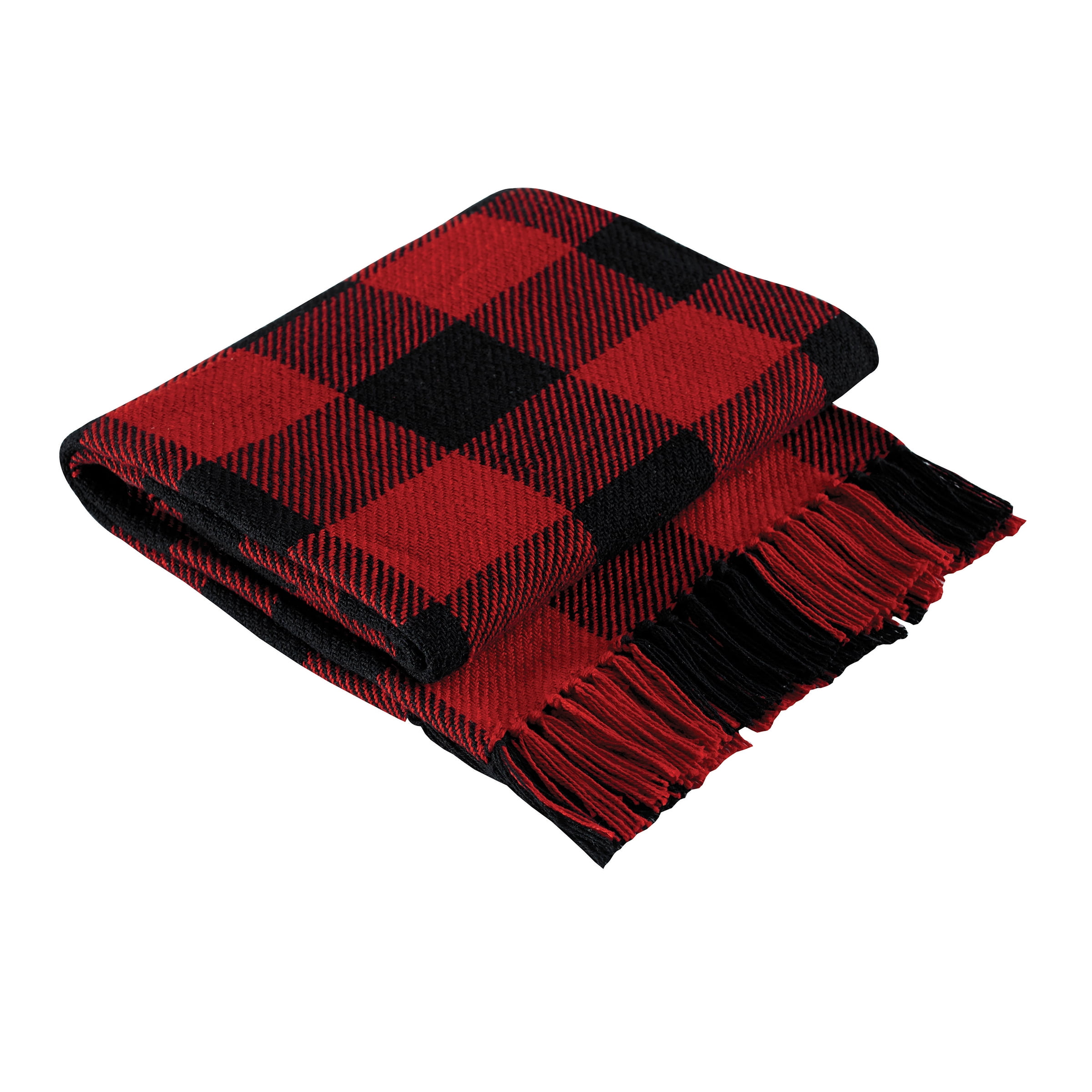 Tango Red and Black Buffalo Check Cotton Throw Blanket