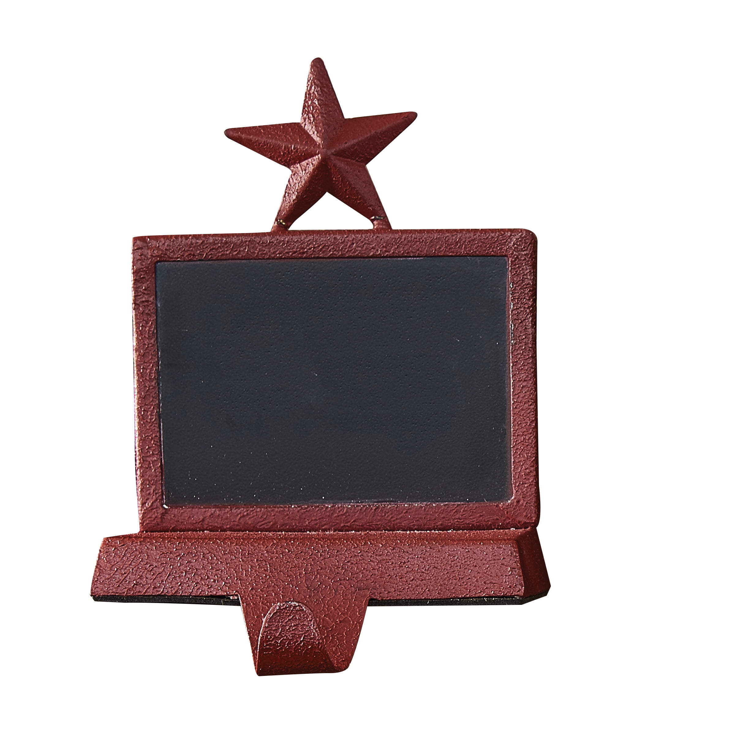 Red Cast Iron Chalkboard Stocking Hanger with Star