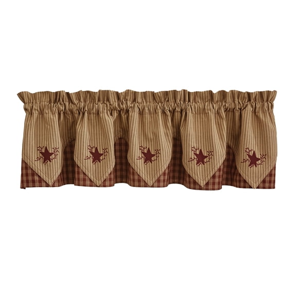 Park Designs Red Sturbridge Star Embroidered Point Valance