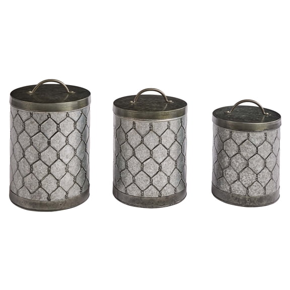 Park Designs Roost Gray Metal Canisters Set of 3