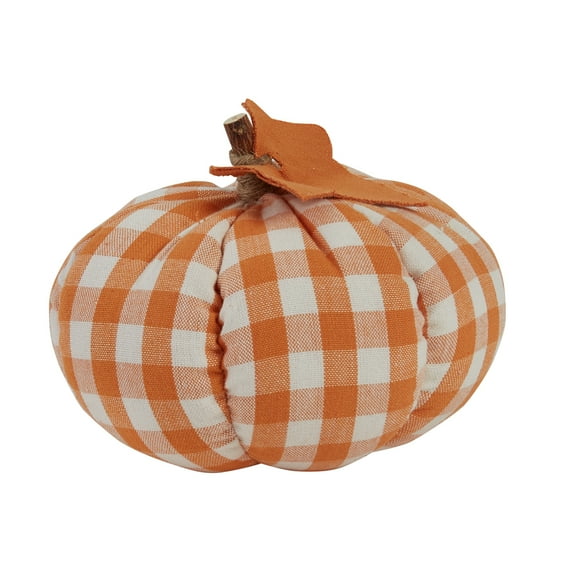 Park Designs Short Orange And Cream Check Pumpkin - Set of 2