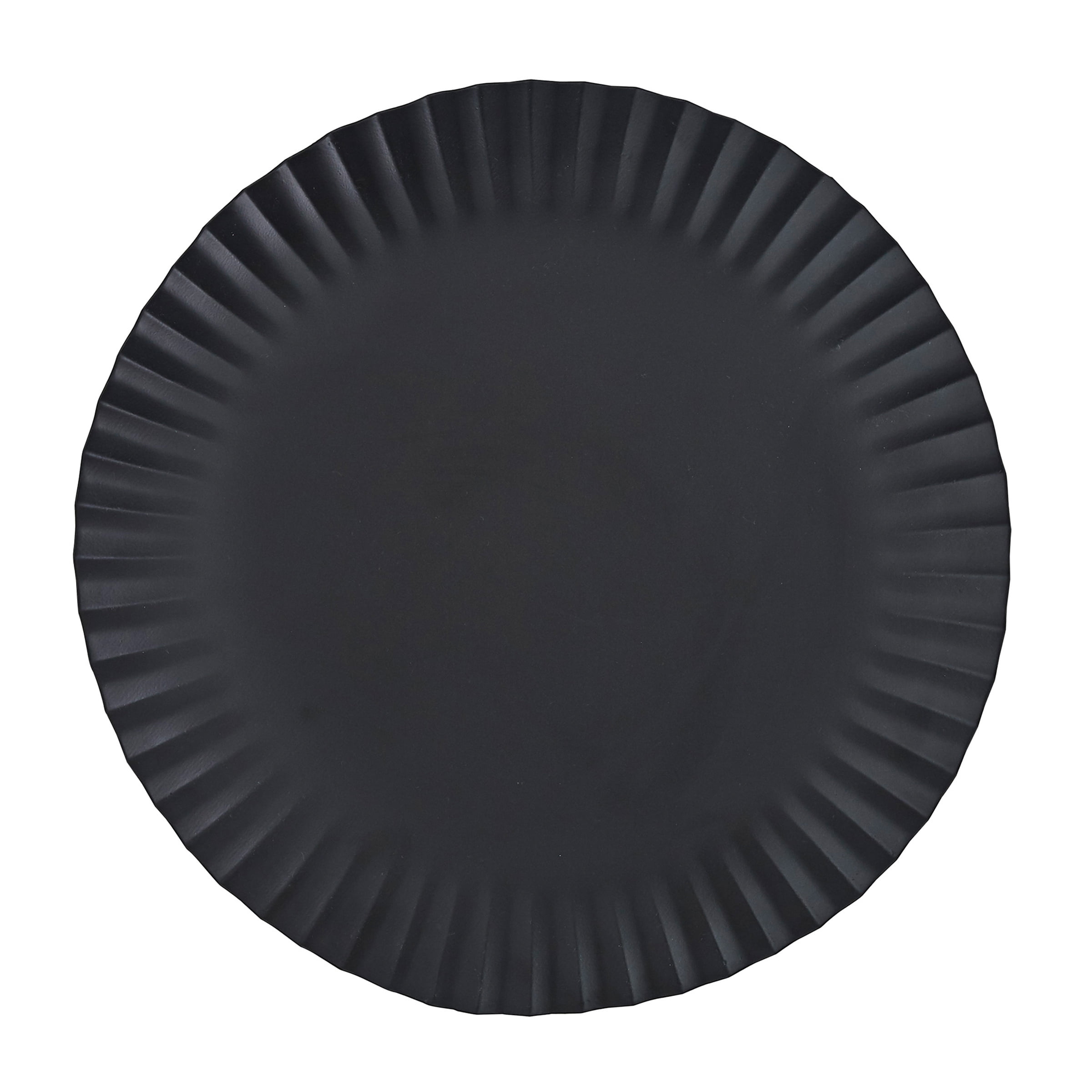 Matte Black Ribbed Metal Charger Plate, 13" Diameter
