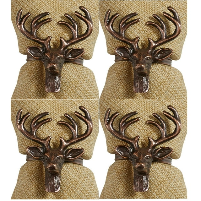 Park Designs Stag Deer Head Napkin Rings Set of 4 Painted Iron Kitchen or Dining