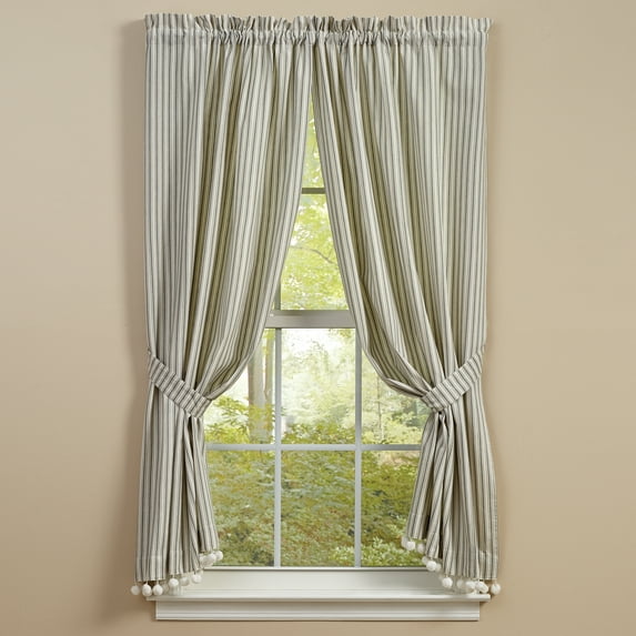 Park Designs Ticking With Ball Fringe Panels 72” x 63”