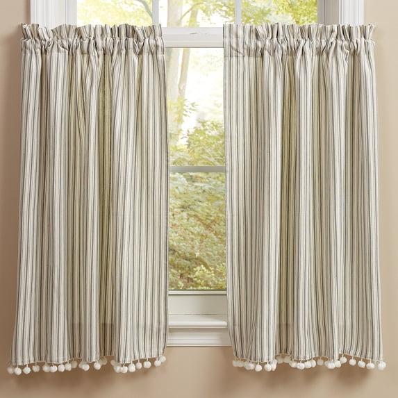 Park Designs Ticking With Ball Fringe Tiers 72" x 36"