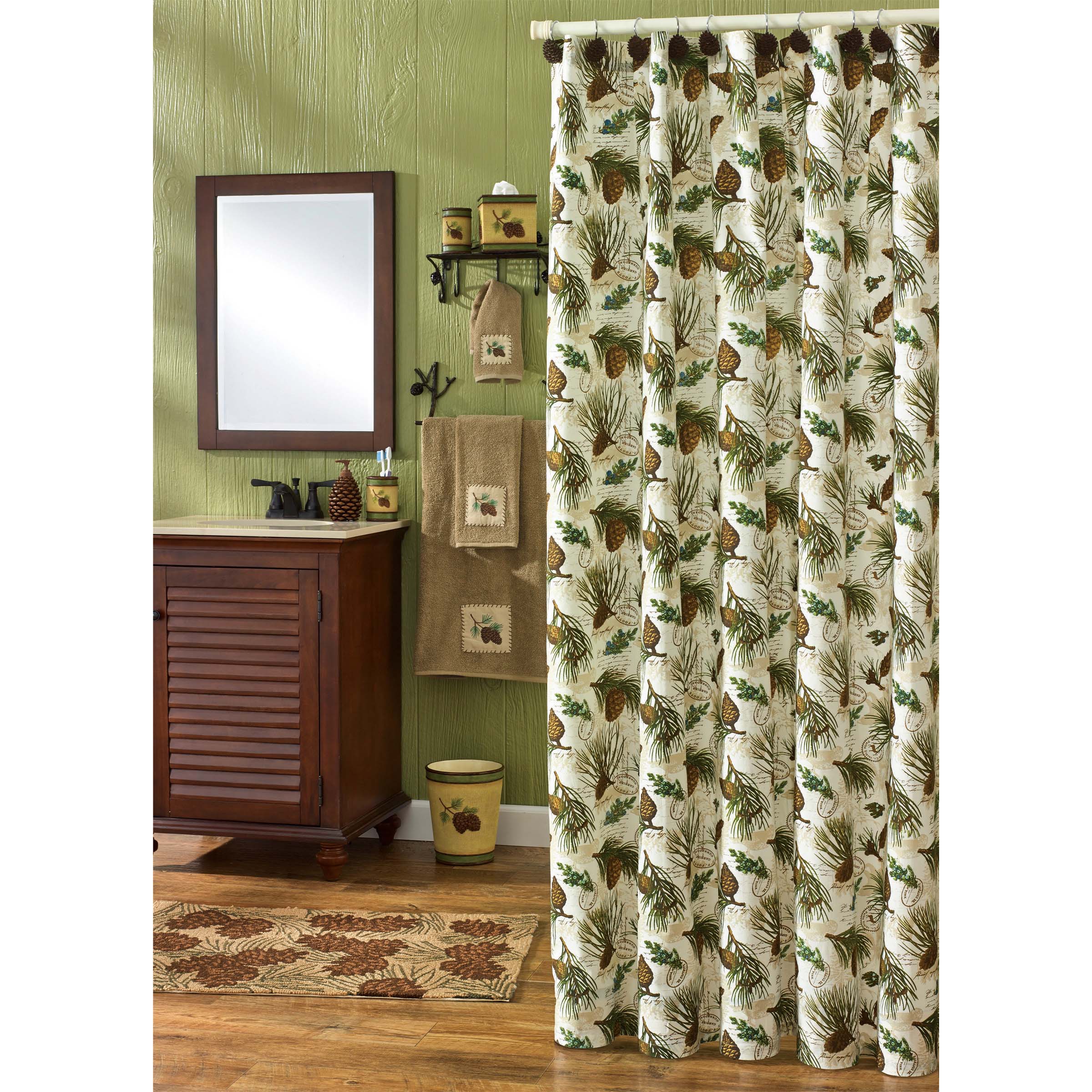 Park Designs Walk In The Woods Pinecone Shower Curtain 72"Sq