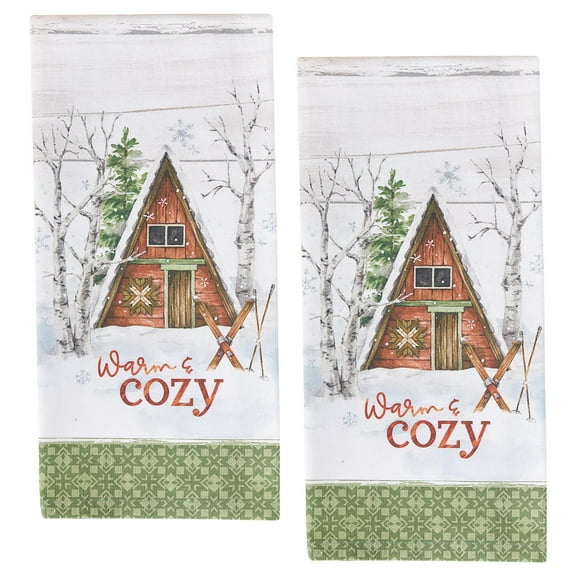 Park Designs Warm And Cozy Printed Dishtowel Set Of 2
