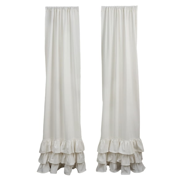 Park Designs White Ruffled Curtain Panels 72''X84''
