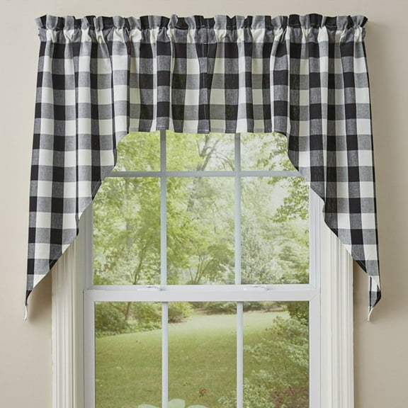 Park Designs Black Cream Buffalo Check Swag 36''L