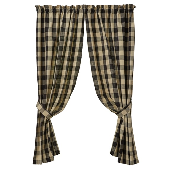 Park Designs Black Tan Buffalo Check Panels 63"L