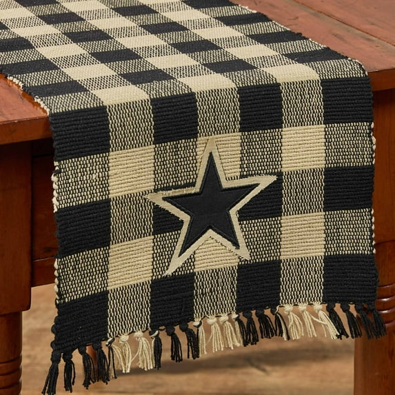 Park Designs Wicklow Star Black Gingham Yarn Runner 13" x 36"