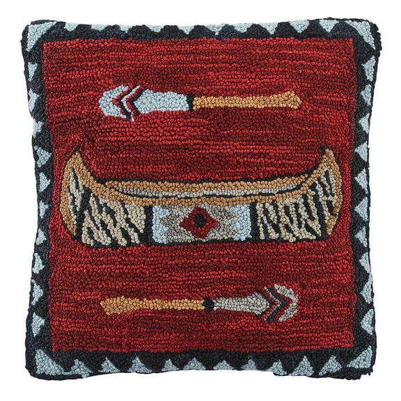 Park Designs Wilderness Canoe Hooked Pillow Cover 18"