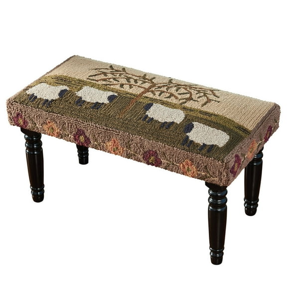 Park Designs Willow & Sheep Hooked Bench