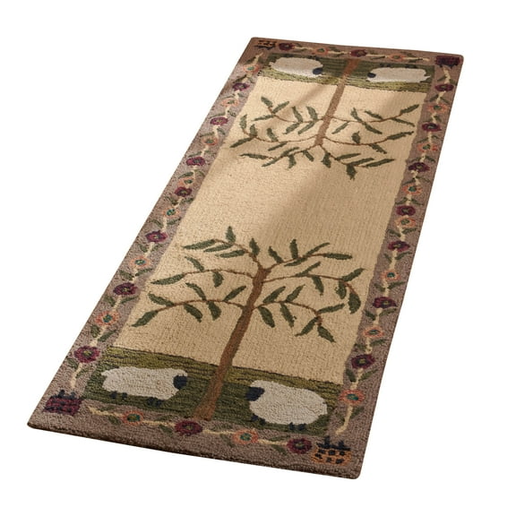 Park Designs Willow & Sheep Hooked Indoor Rug Runner