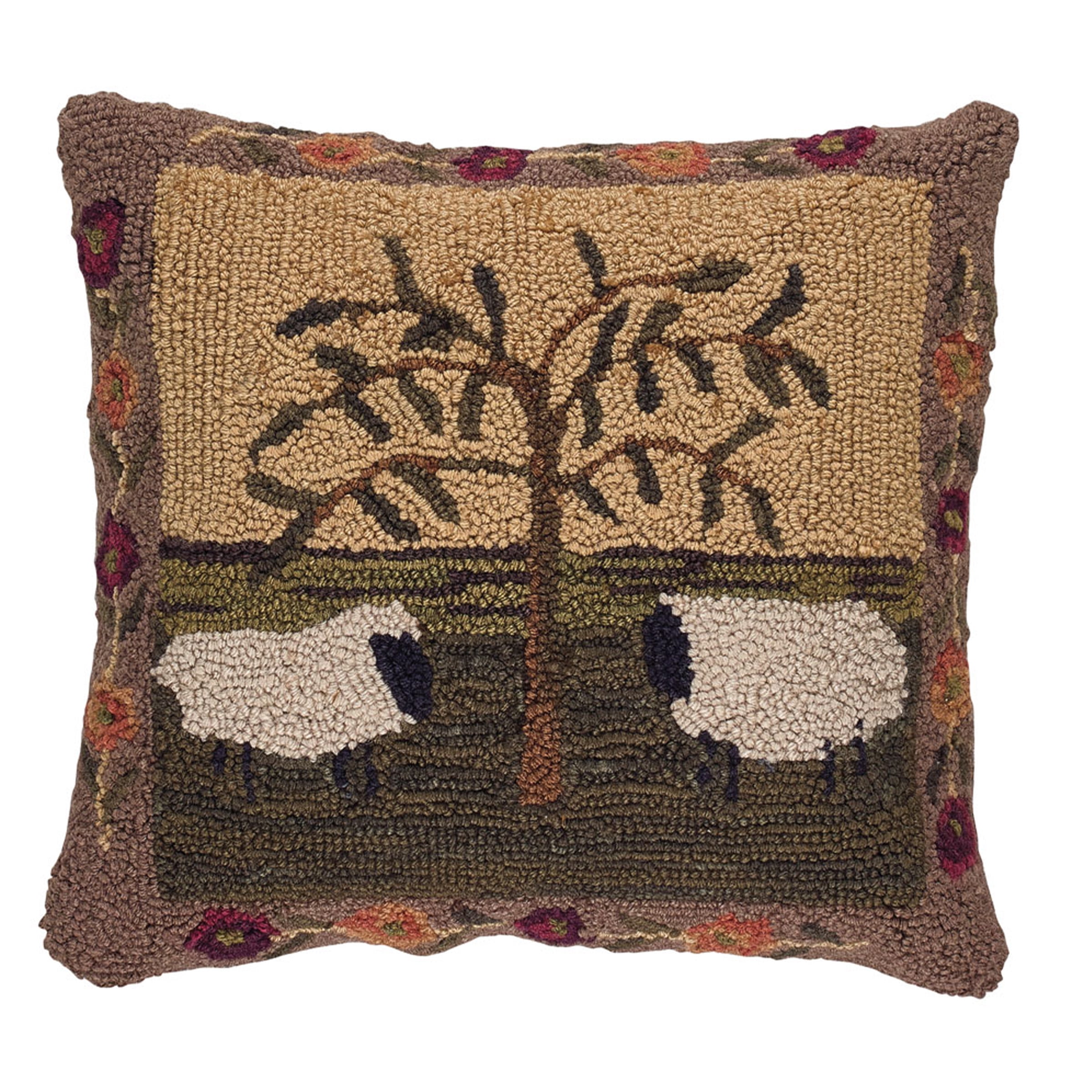 Park Designs Willow & Sheep hooked 18 Pillow Cover