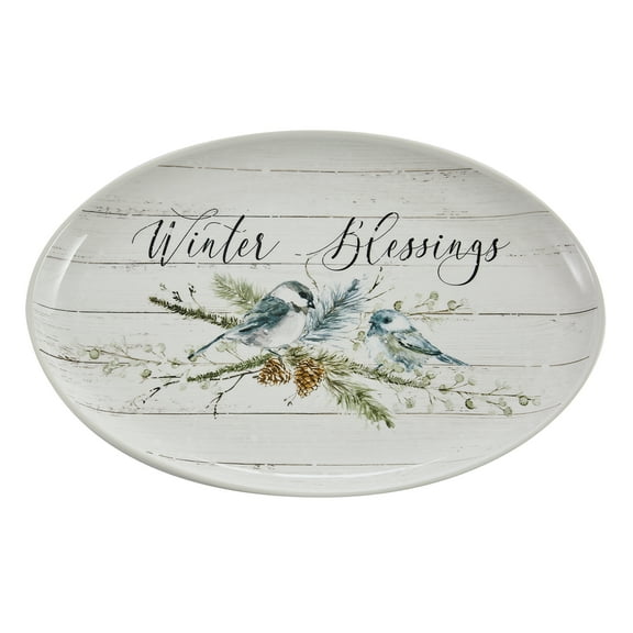 Park Designs Winter Blessings Platter - White