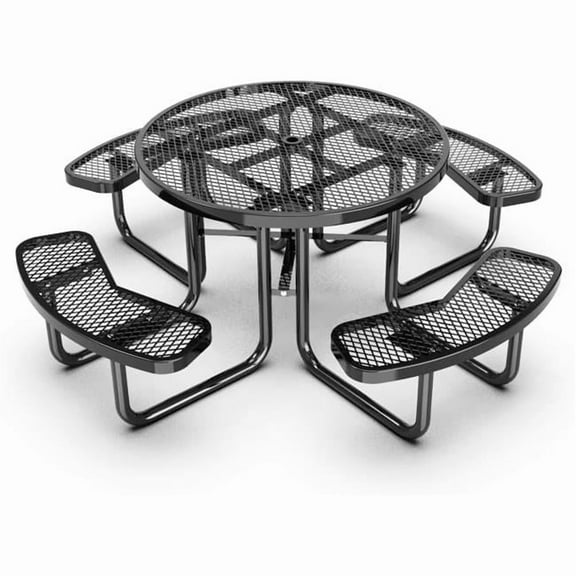 Park Elements CD-R46PT-BLK 46' commercial round picnic table - Thermoplastic coated - Black