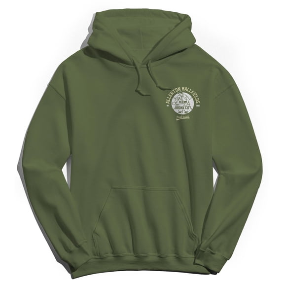 Park Fields Allerton Ballfields Bronx City NY1961 Graphic Military Green Men's Cotton Pullover Hoodie