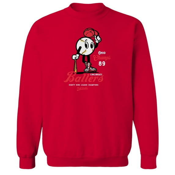 Park Fields Ballers Cincinnati Ohio Champs 89 Graphic Red Men's Cotton Pullover Sweatshirt
