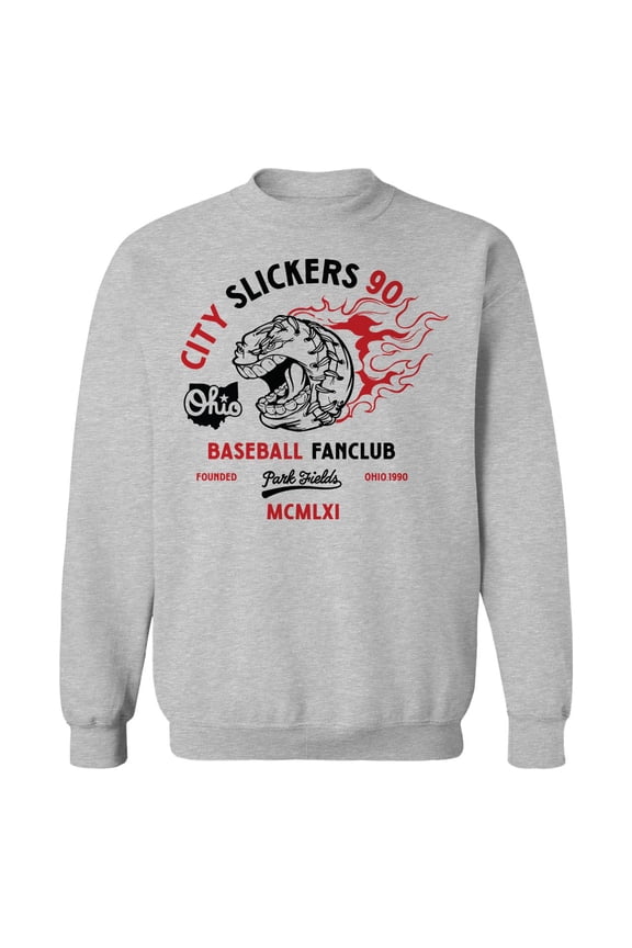 City Slickers 90 Ohio Baseball Fanclub Graphic Sport Grey Men's Cotton Pullover Sweatshirt