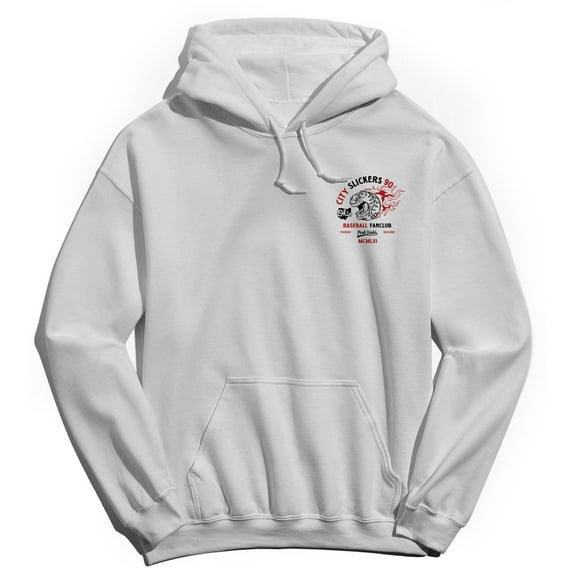 Park Fields City Slickers 90 Ohio Baseball Fanclub Graphic White Men's Cotton Pullover Hoodie