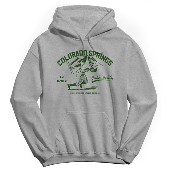 Park Fields Colorado Springs Baseball Graphic Sport Grey Men's Cotton Pullover Hoodie