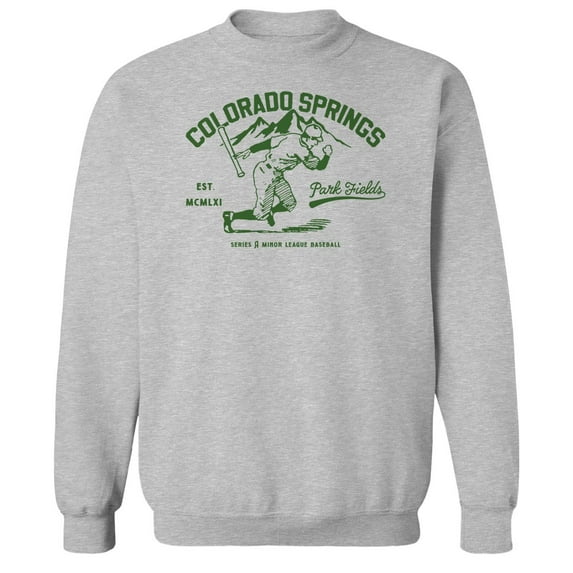 Park Fields Colorado Springs Baseball Graphic Sport Grey Men's Cotton Pullover Sweatshirt