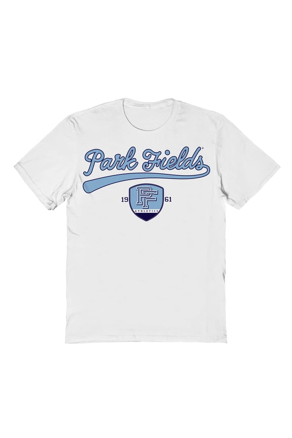Park Field Heritage Athletics Shield Logo Graphic White Men's Cotton T-Shirt