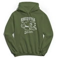 thumbnail image 1 of Park Fields Shibuya Tokyo Baseball White print Graphic Military Green Men's Cotton Pullover Hoodie, 1 of 1