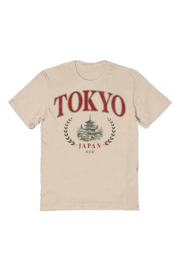 Tokyo Red Print Graphic Sand Men's Cotton T-Shirt