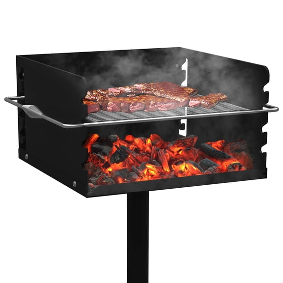 Park Grills 256 Sq. In Style Charcoal Grill Heavy Duty Ground With Stainless Steel Cooking Grate And Cover For Commercial Outdoor 16'' L X W 8'' H