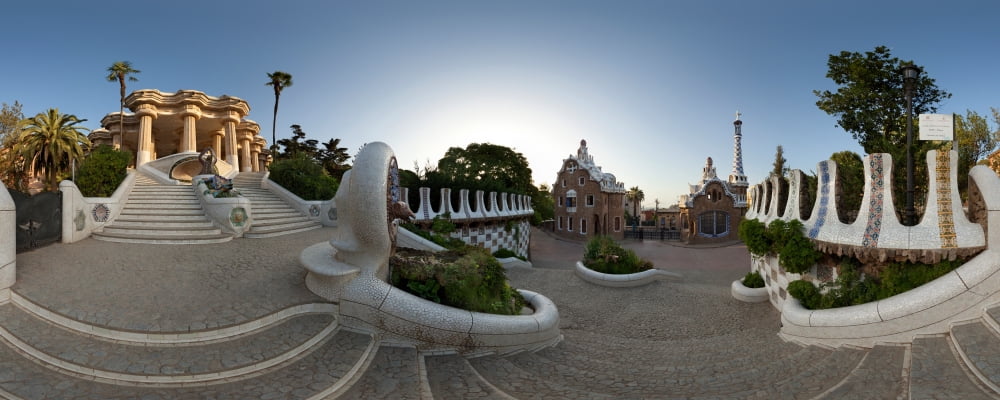 Park Guell Barcelona Catalonia Spain Canvas Art - Panoramic Images (27 x 9)