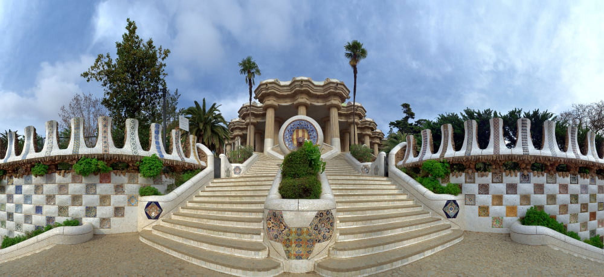 Park Guell by architect Antoni Gaudi Barcelona Catalonia Spain Canvas Art - Panoramic Images (36 x 12)
