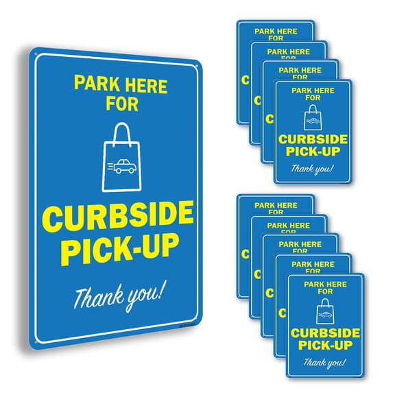 Park Here For Curbside Pick-up Public Safety Aluminum Sign 24 Inch x 18 Inch - 10 Pack