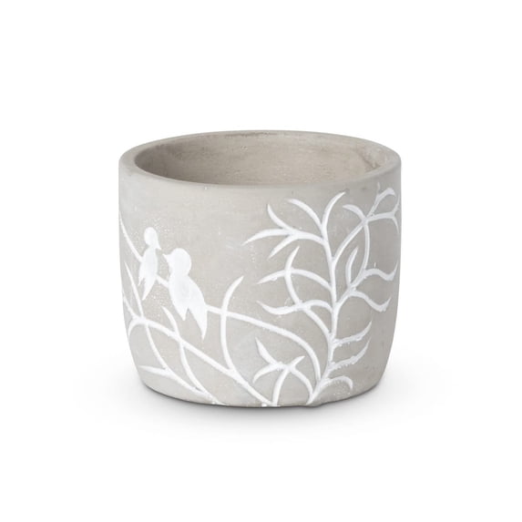 Park Hill Collection Lovebirds Silouette Cement Pot, Medium, 4-inch Diameter, for Home, Office, Kitchen, Garden, Indoor, Outdoor Decor Use, Planter