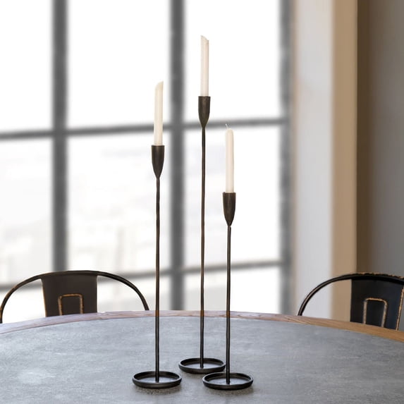 Park Hill Collection EAB06081 Primitive Iron Taper Candle Holders, Set of 3