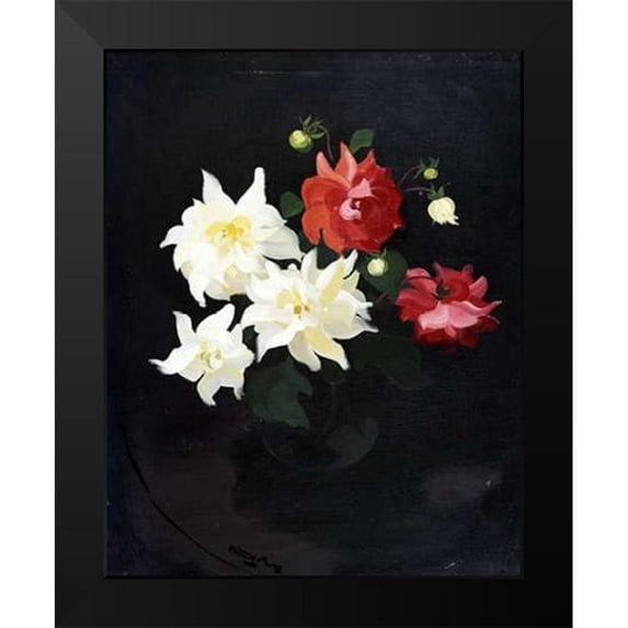Park, James Stuart 20x24 Black Modern Framed Museum Art Print Titled - Red and White Dahlias