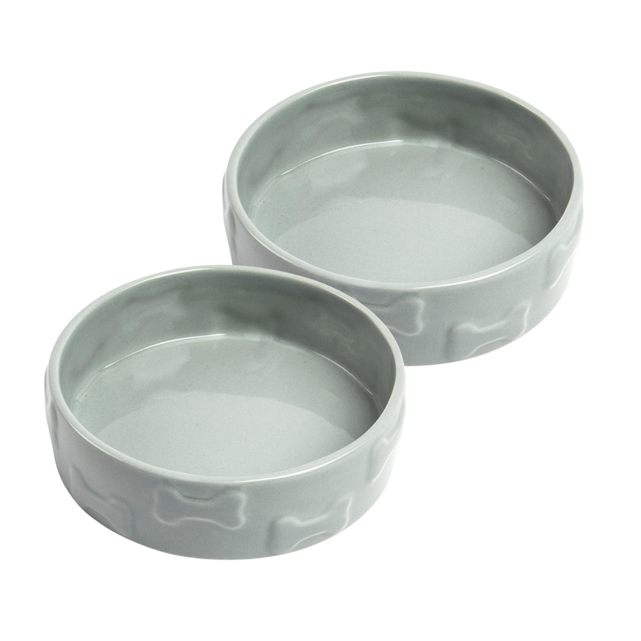 Park Life Designs Manor Collection Embossed Ceramic Pet Bowl Set for Food & Water, 2-Pack