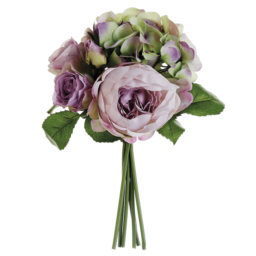Lavender Silk Hydrangea, Peony, and Rose Tabletop Centerpiece
